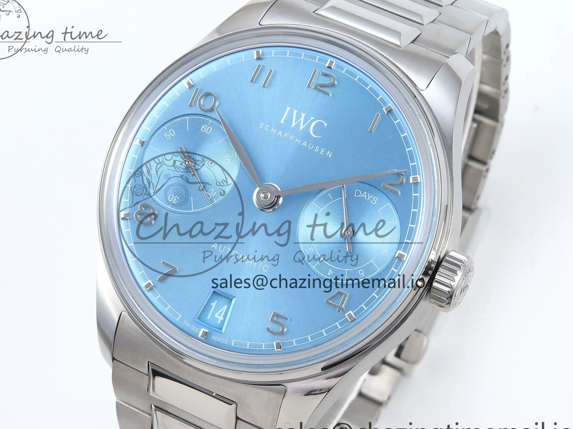 MIROTIME 0506 FashionForward Portugieser Auto IWC0562D APSF 1:1 Best Edition Light Blue Dial on SS Bracelet A 6994